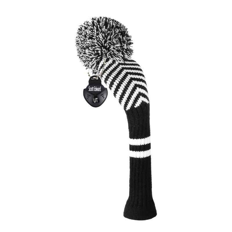 Scott Edward 1PCS Knit Pom Pom Hybrid(UT) Club Protector Golf Club Cover with Rotating Number Tags,Soft,Portable(Herringbone) - Image 1